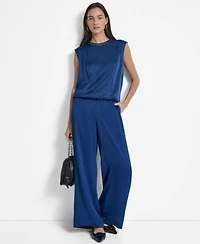 Dkny Textured Sleeveless Top Glazed Wide Leg Pants