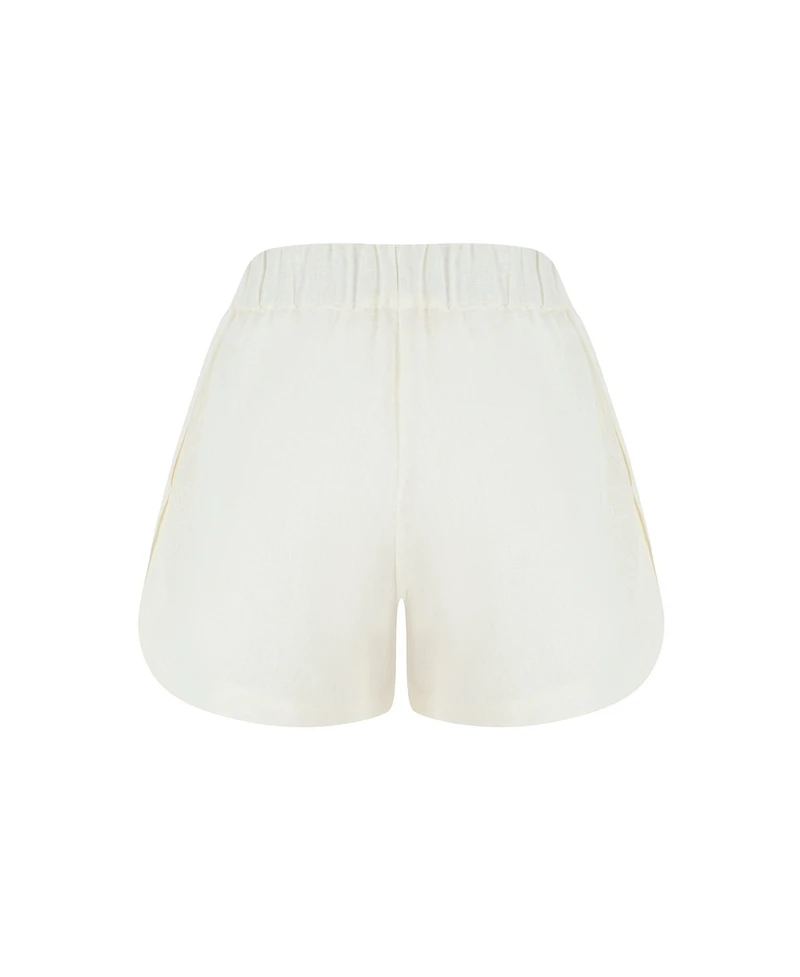 Labeca London Us Women's Capri Ecru Linen Shorts - s / ecru