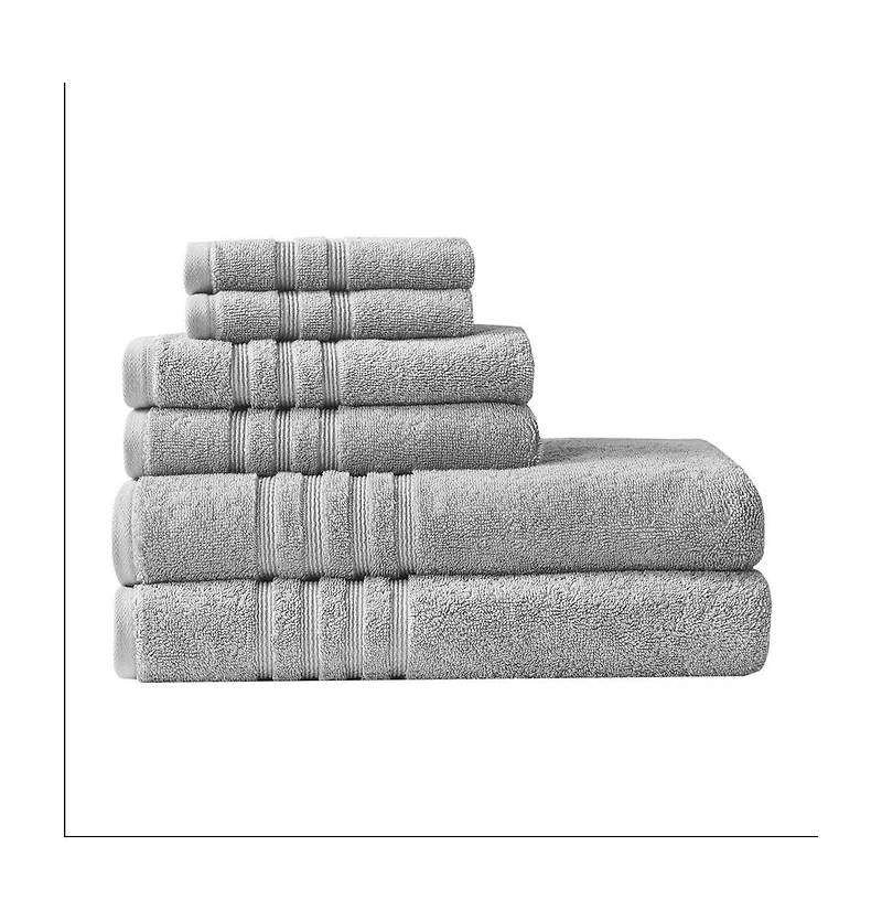 Home Outfitters 67% Cotton 33% Polyester Sustainable Blend 6PC Bath Towel Set , Absorbent, Bathroom Spa Towel, Casual