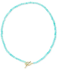 Kendra Scott Gold-Tone Sylvia Teal Beaded 17" Strand Necklace