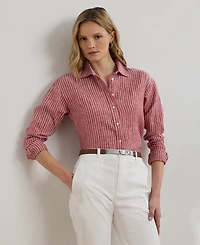 Lauren Ralph Petite Relaxed-Fit Striped Linen Shirt