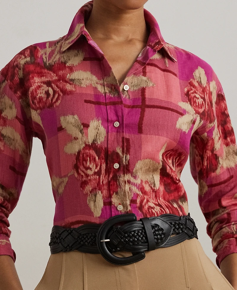 Lauren Ralph Petite Relaxed-Fit Floral Linen Shirt