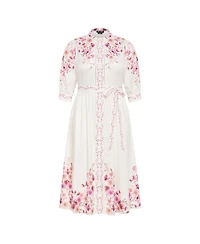 City Chic Plus Annabelle Button Down Floral Midi Dress