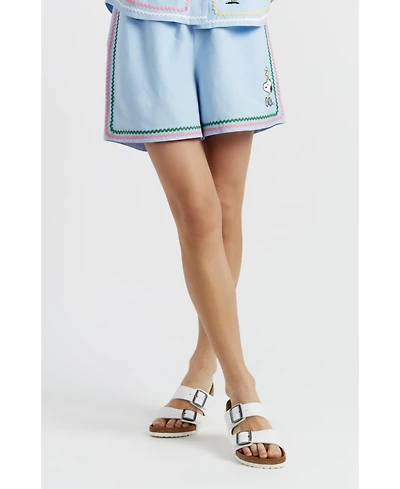 Chinti & Parker Women's Linen-Cotton Peanuts Vacation Shorts