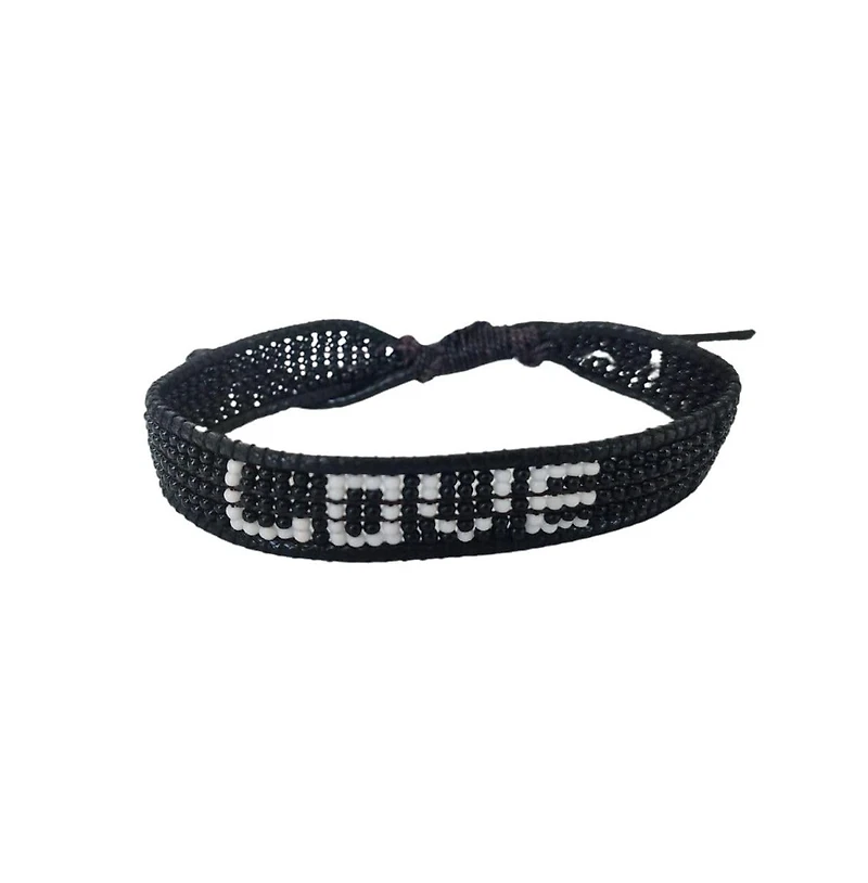 Black & White Love Beaded Bracelet – Handmade with Purpose