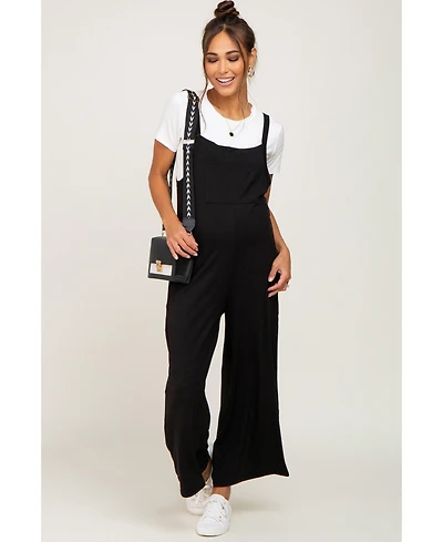 Pinkblush Maternity Black Sleeveless Pocketed Wide Leg Jumpsuit