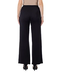24seven Comfort Apparel Petite Comfortable Solid Color Palazzo Wide Leg Pants