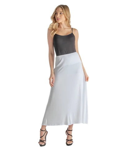 24seven Comfort Apparel Petite Elastic Waist Solid Color Maxi Skirt