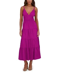 Siena Women's Cotton-Blend Spaghetti-Strap Tiered Maxi Dress