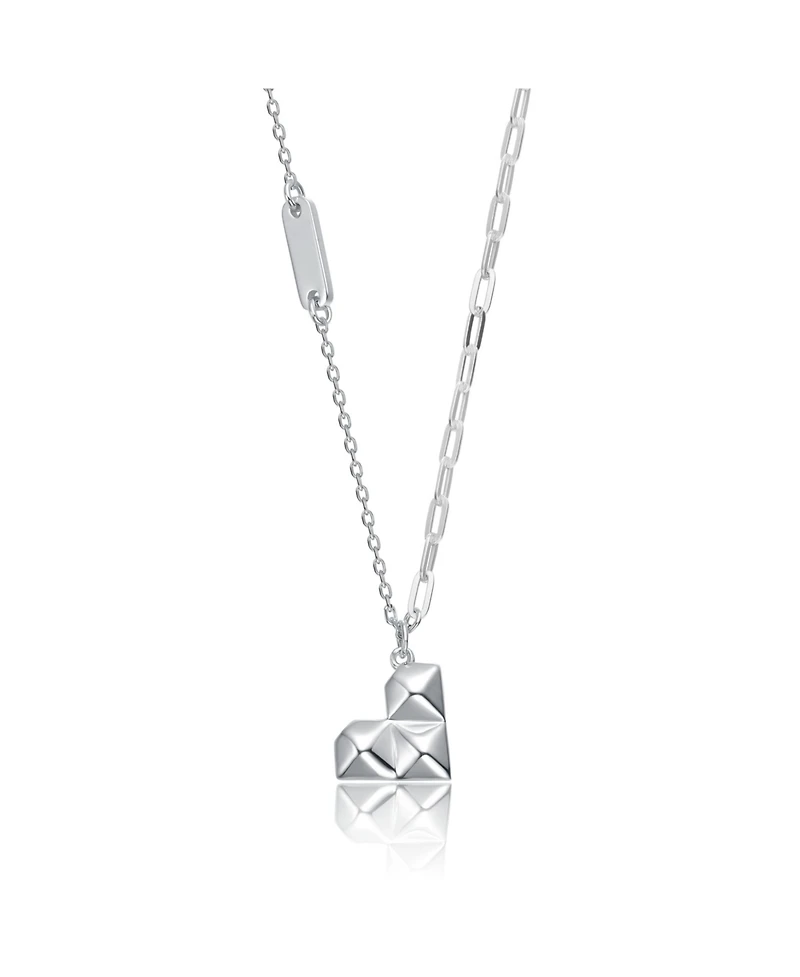 White Gold Plated Geometric Heart Necklace