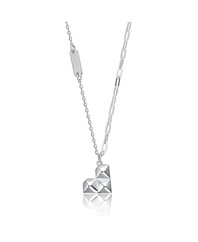 White Gold Plated Geometric Heart Necklace