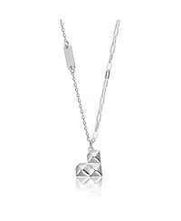 White Gold Plated Geometric Heart Necklace