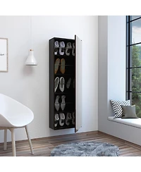 Baltimore Wall Mounted Shoe Rack, Mirror, Single Door, Ten Shoes Capacity, White