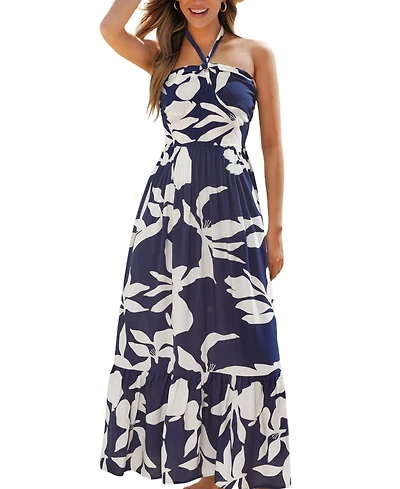 Cupshe Women's Halter Floral Print Maxi Beach Dress