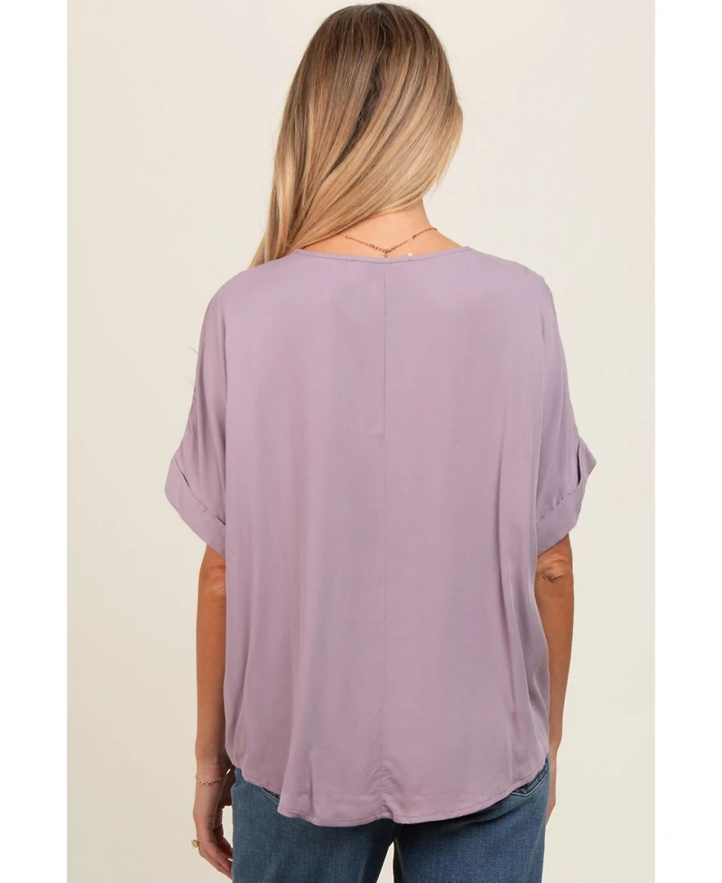 Pinkblush Maternity Lavender V-Neck Pin-Tuck Detail Top