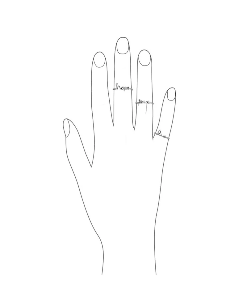 Bling Jewelry Set of 3 Inspirational Words Peace Love Hope Ring Set Sterling Silver