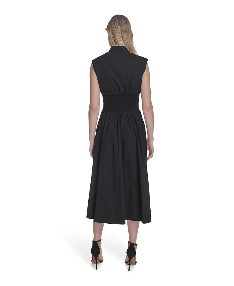 Vince Camuto Women's Cotton Zip-Front Midi Dress
