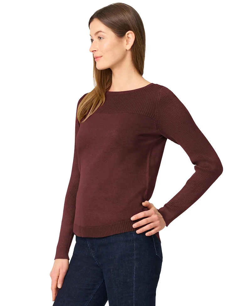 Melissa Paige Women's Petite Boat Neck Long-Sleeve Sweater
