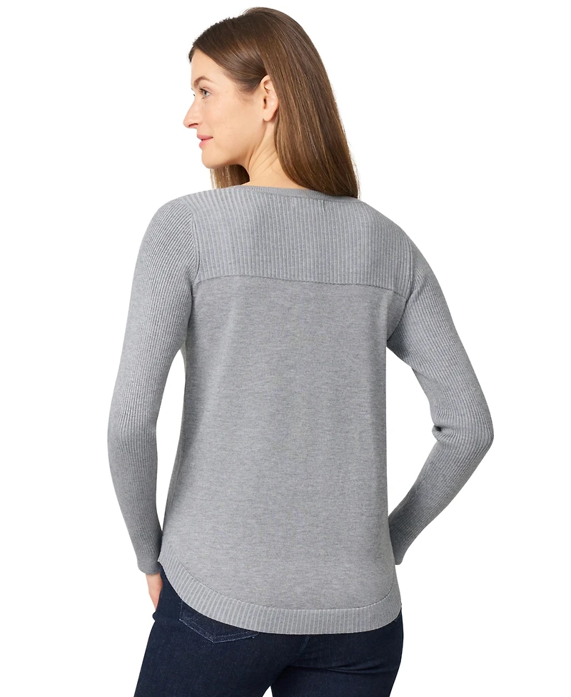 Melissa Paige Women's Petite Boat Neck Long-Sleeve Sweater