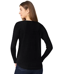Melissa Paige Women's Petite Boat Neck Long-Sleeve Sweater