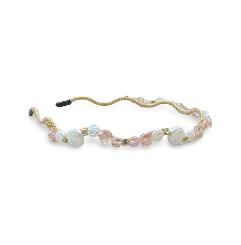 Wavy Oyster Pearl Headband - Pink