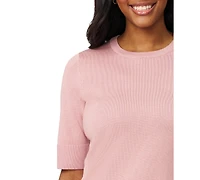 Melissa Paige Women's Crew-Neck Elbow-Sleeve Fine-Gauge Sweater