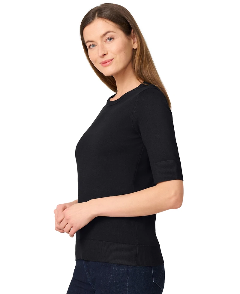 Melissa Paige Women's Crew-Neck Elbow-Sleeve Fine-Gauge Sweater