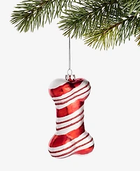 Holiday Lane Pets Red and Silver Stripe Bone Ornament, Macy's Exclusive