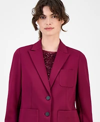 Anne Klein Women's Double-Button Triple-Pocket Peak-Lapel Jacket