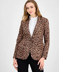 Anne Klein Women's Animal-Print One-Button Blazer