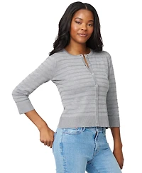 Melissa Paige Women's Ottoman-Rib 3/4-Sleeve Crewneck Cardigan