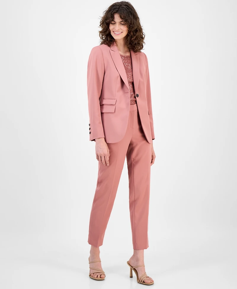 Anne Klein Women's Triple-Pocket Single-Button Stretch Twill Jacket