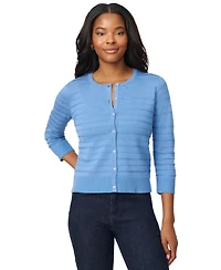 Melissa Paige Petite Textured-Stripe Cardigan Sweater