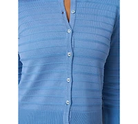 Melissa Paige Petite Textured-Stripe Cardigan Sweater