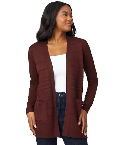 Melissa Paige Petite Textured-Stripe Open-Front Cardigan Sweater