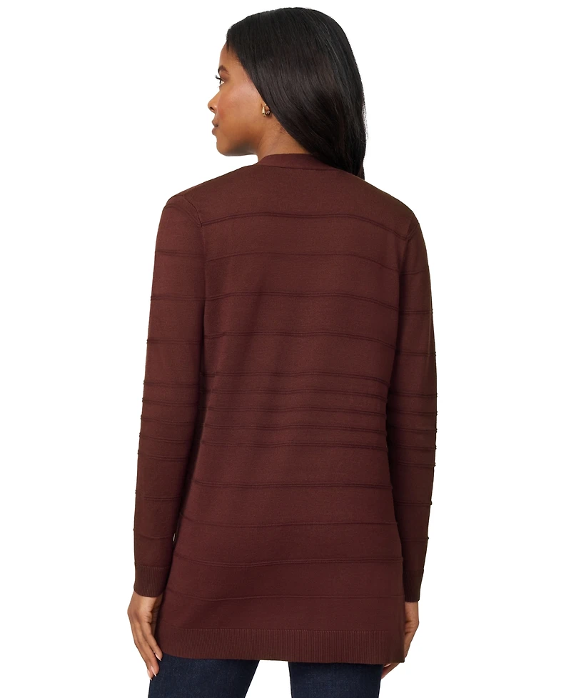 Melissa Paige Petite Textured-Stripe Open-Front Cardigan Sweater
