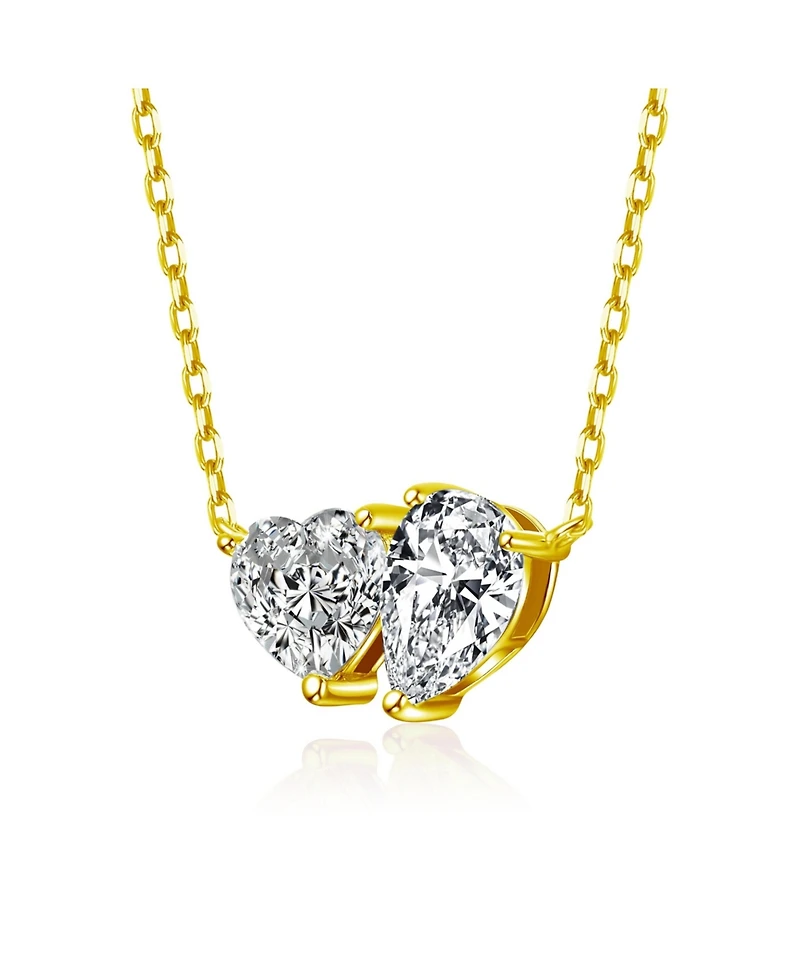 Sterling Silver with Clear Heart and Pear Shaped Cubic Zirconia Pendant necklace