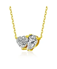 Sterling Silver with Clear Heart and Pear Shaped Cubic Zirconia Pendant necklace