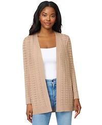 Melissa Paige Petite Pointelle Open-Front Cardigan Sweater