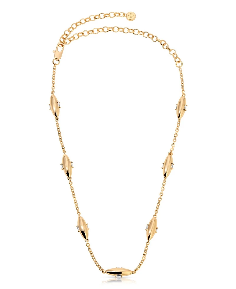 Ettika Oval Dome Baguette Simple Chain Necklace