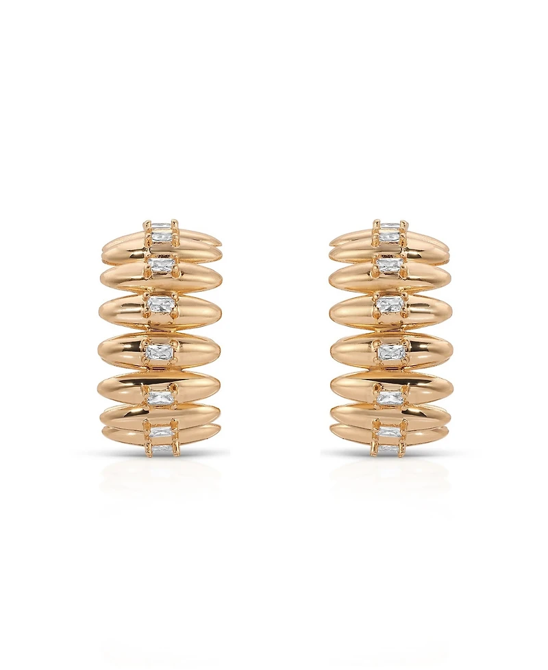 Ettika Thick Oval Dome Baguette Hoop Earrings
