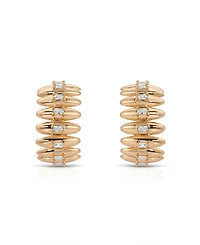 Ettika Thick Oval Dome Baguette Hoop Earrings