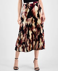 Anne Klein Women's Printed Pleated Pull-On Midi Skirt