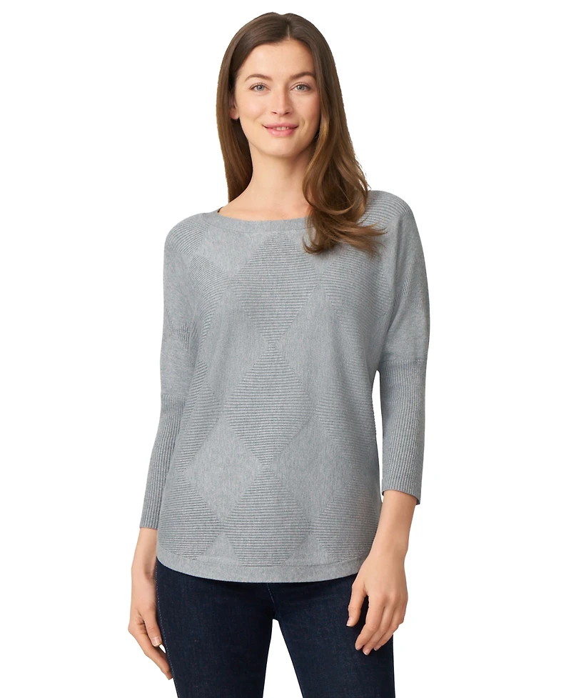 Melissa Paige Petite Diamond-Knit Dolman-Sleeve Sweater