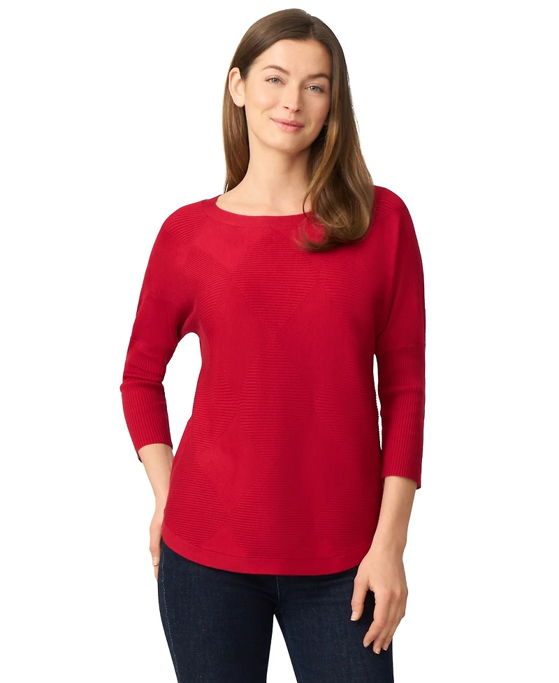 Melissa Paige Petite Diamond-Knit Dolman-Sleeve Sweater