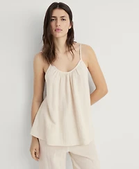 Mango Women's Plain Cotton Spaghetti Strap Pajama Top