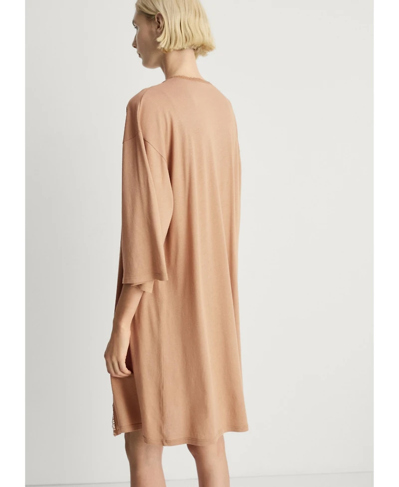 Mango Women's Contrast Lace Cotton Robe