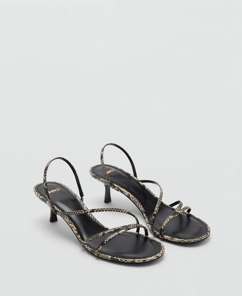 Mango Women's Animal Print Strap Heel Sandals