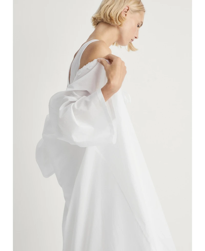 Mango Women's Lace Detail Cotton Robe