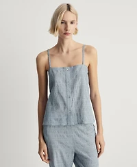 Mango Women's Cotton Striped Woven Seersucker Pajama Pants